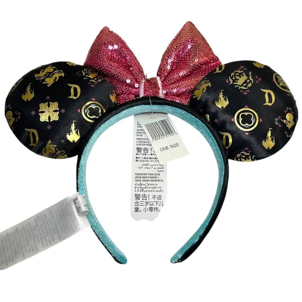 Disneyland Resort NWT Minnie Mouse Ears Sleeping Beauty Castle Bow Pink Black OS